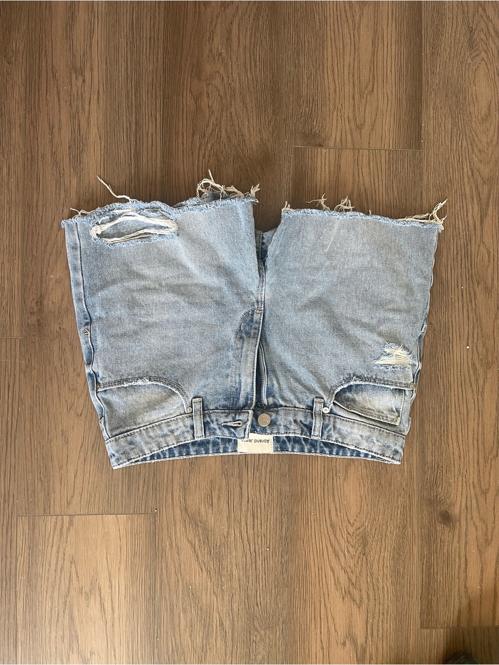 Abrand Light Blue Distressed Cropped Denim Shorts